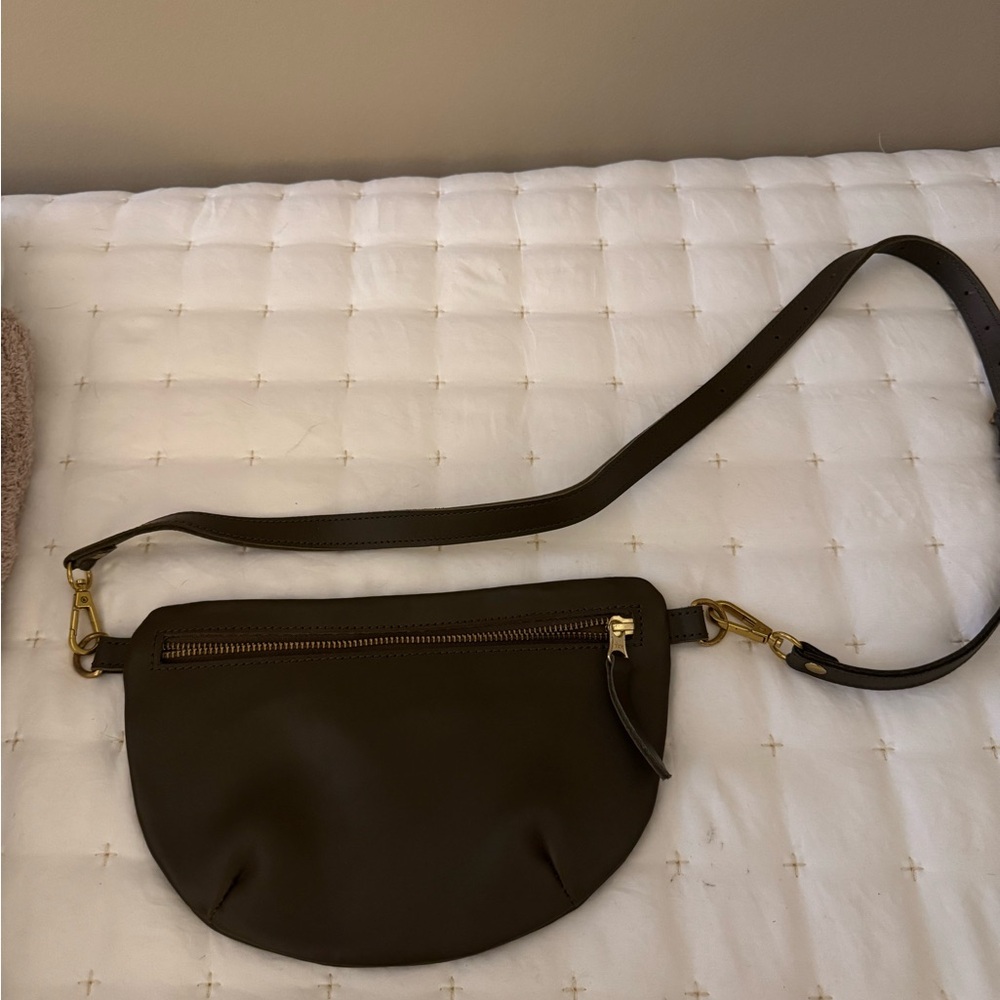 Olive Green Leather Crossbody Bag, Abby Alley brand